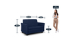 Ajmer 2 Seater Sofa in Cherry Blue Colour