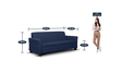 Ajmer 3 Seater Sofa in Cherry Blue Colour