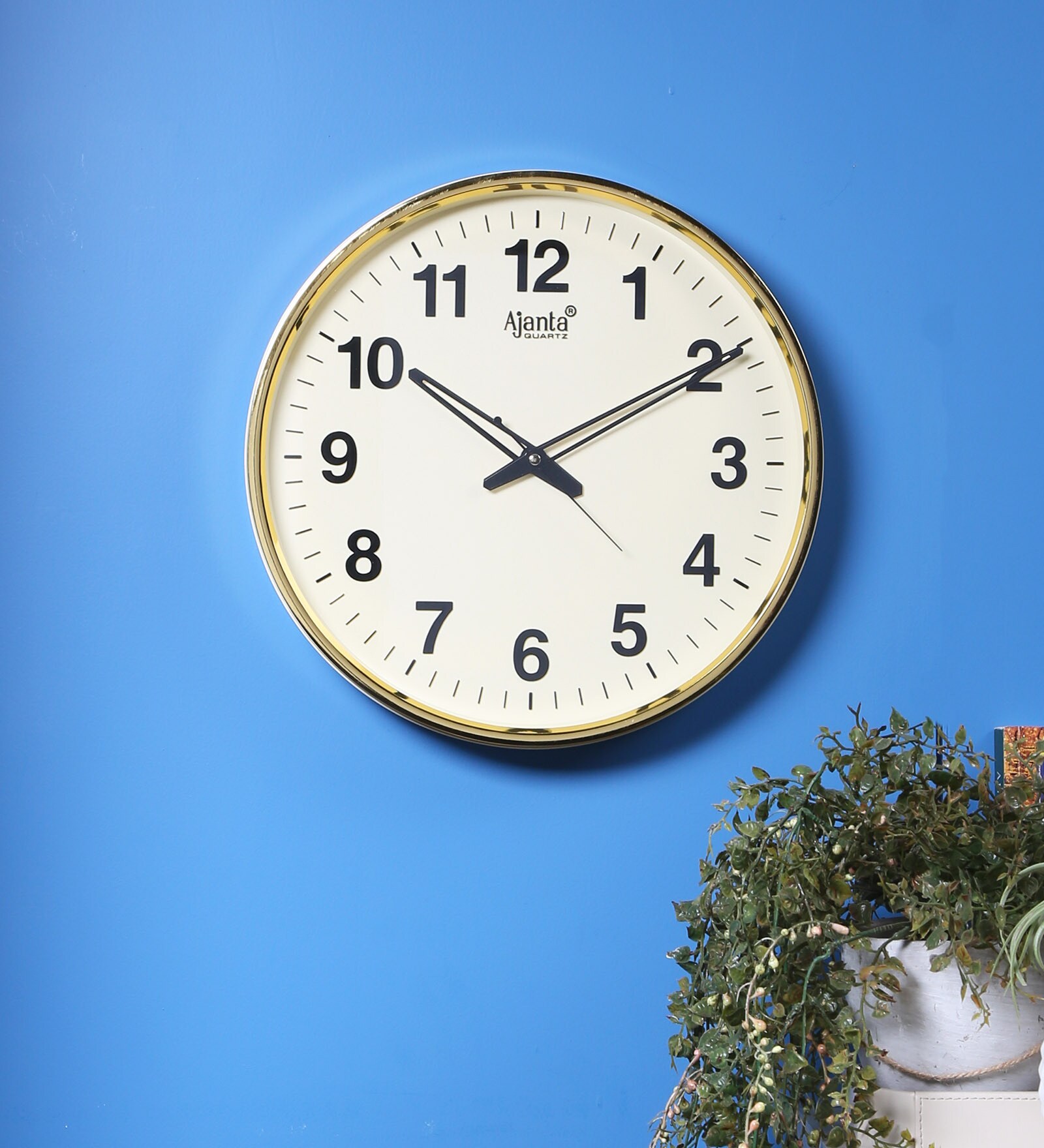 Cream Plastic Contemporary Wall Clock