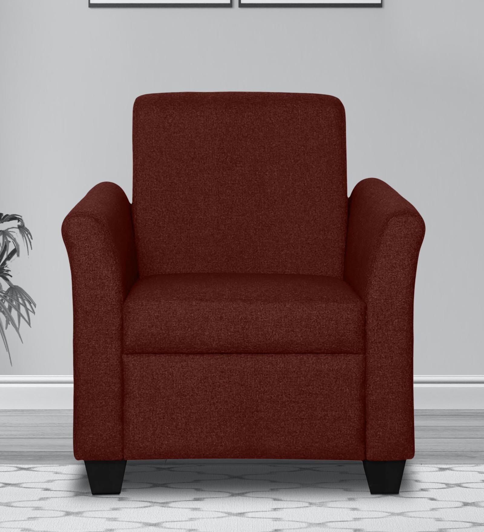 Ajmer Fabric 1 Seater Sofa in Cherry Red Colour
