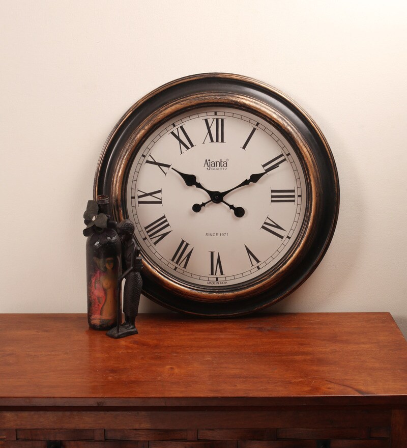 Buy Ajanta Antique Black Glass and Wood Wall Clock Online ...