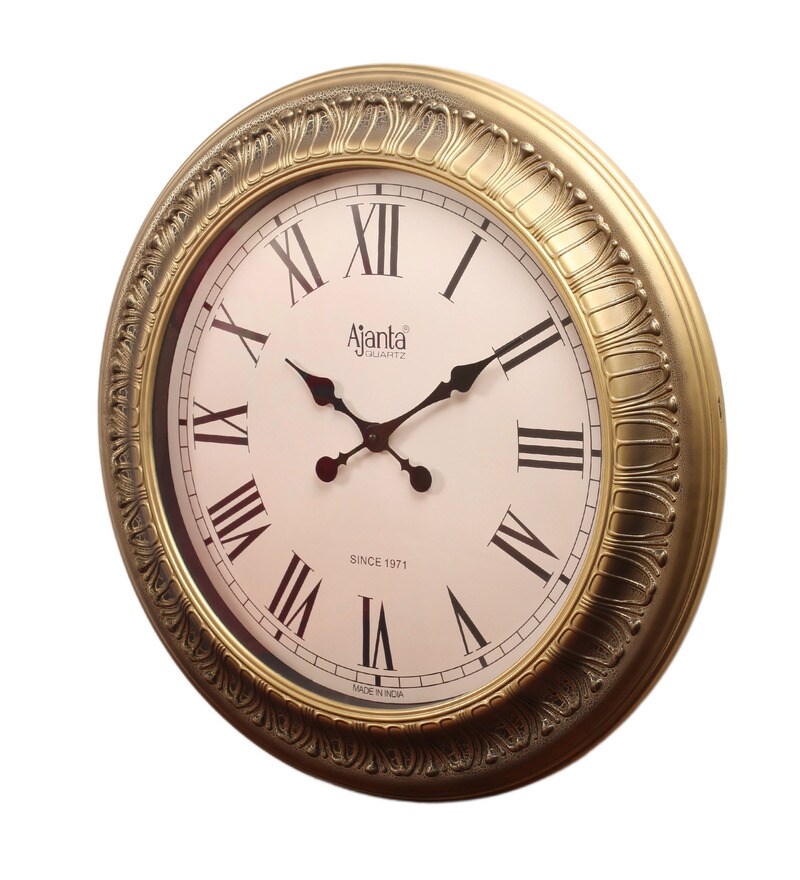 Buy Ajanta Antique Gold Glass and Wood Wall Clock Online Vintage Wall