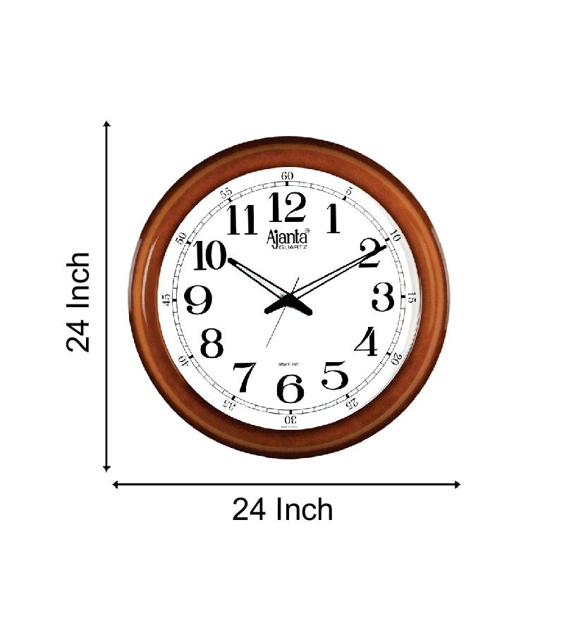 Buy Ajanta AQ 1487 Round Brown Wood Wall Clock Online Modern Wall