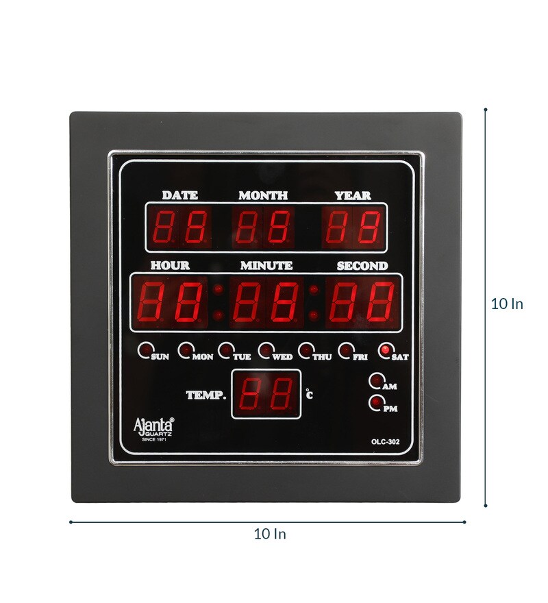 Buy Black Plastic Digital Wall Clock by Ajanta Online Modern Wall