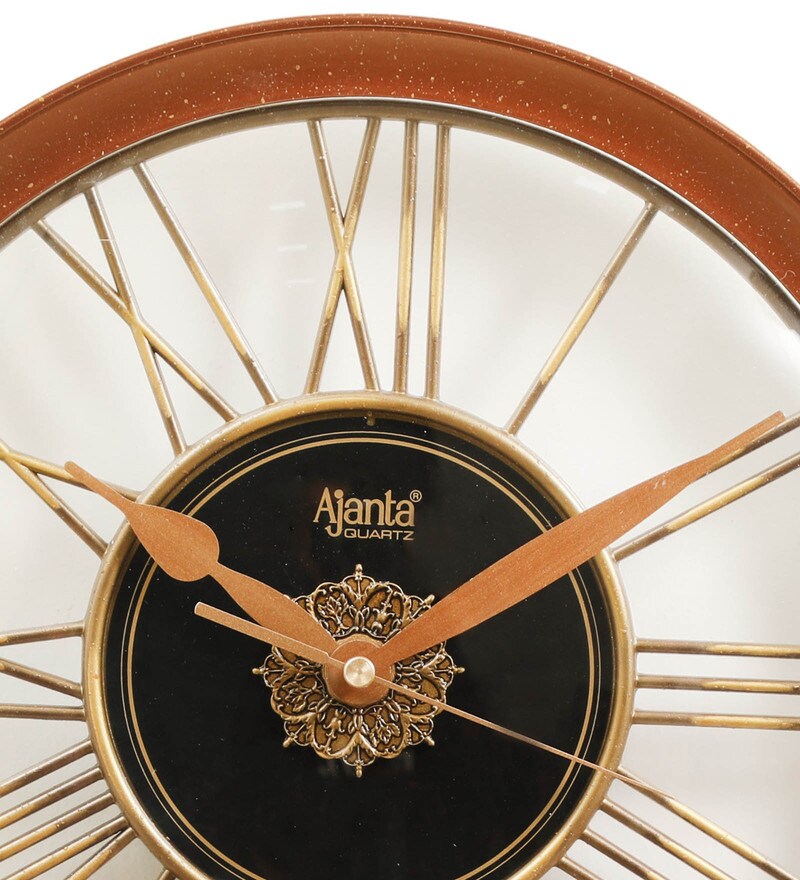 Buy Golden Plastic Vintage Wall Clock By Ajanta Online Vintage Wall