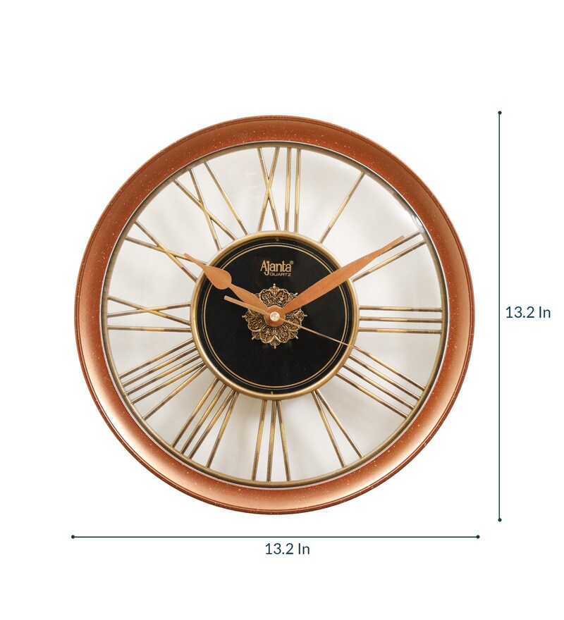 Buy Golden Plastic Vintage Wall Clock By Ajanta Online - Vintage Wall ...