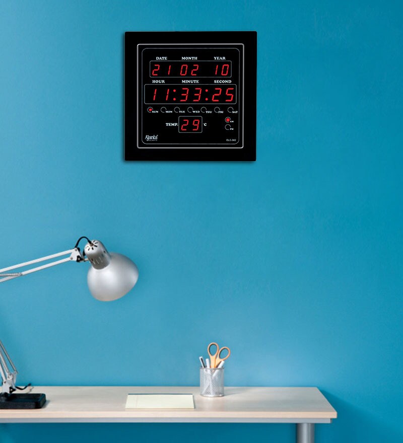 Buy Ajanta OLC302 Black Digital Wood Wall Clock Online Modern Clocks