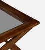 Ajaccio Sheesham Wood Coffee Table In Rustic Teak Finish With Glass Top