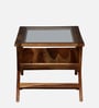 Ajaccio Sheesham Wood Coffee Table In Rustic Teak Finish With Glass Top