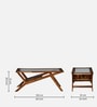 Ajaccio Sheesham Wood Coffee Table In Rustic Teak Finish With Glass Top