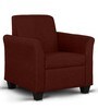 Ajmer Fabric 1 Seater Sofa in Cherry Red Colour