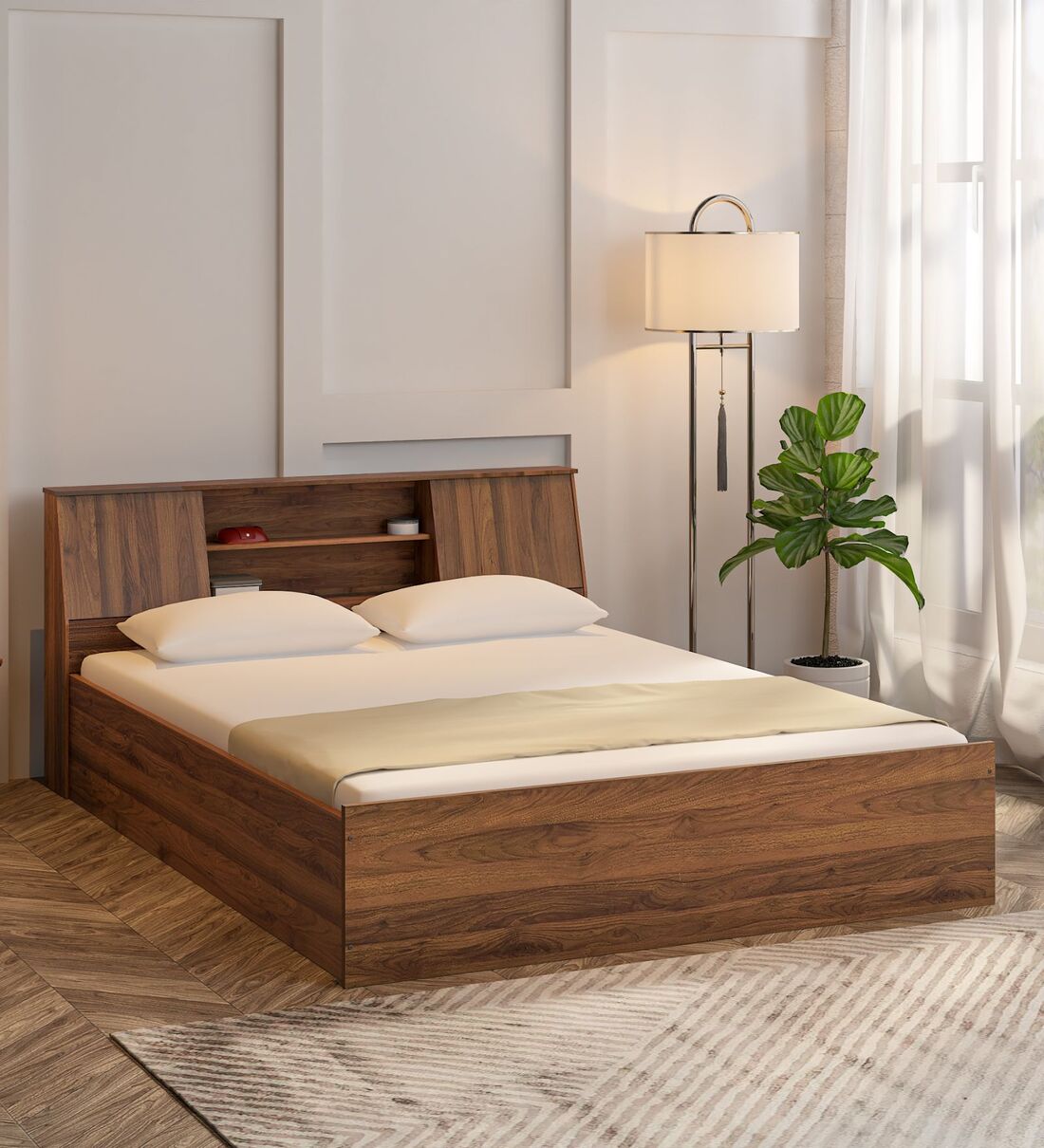 Buy Akihiko King Size Bed in Walnut Finish at 26 OFF by Valuewud from