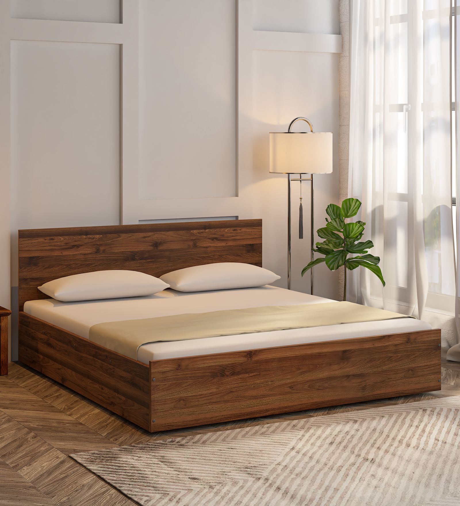 Buy Akako King Size Bed in Walnut Finish at 30% OFF by Valuewud from ...