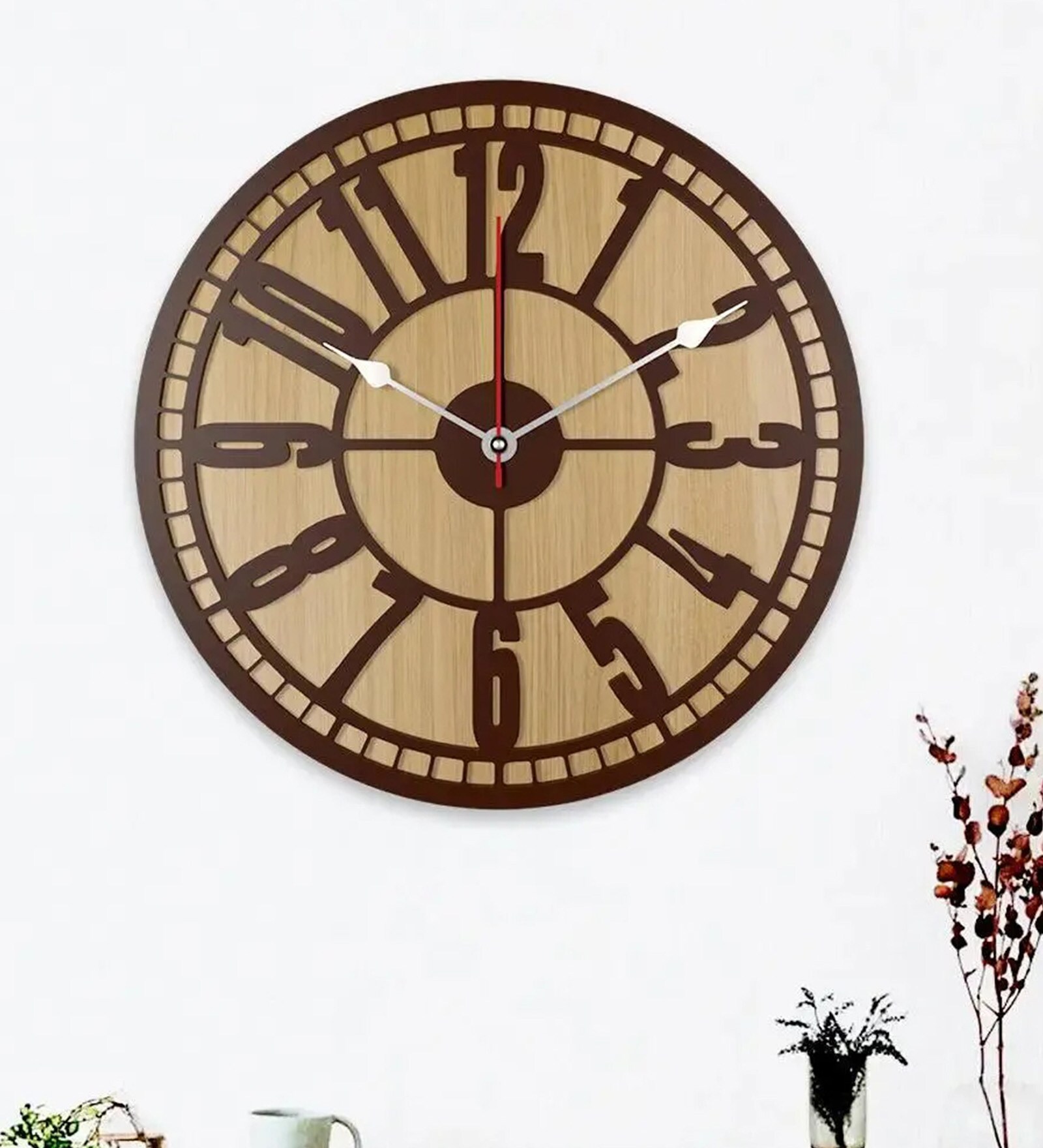 Akila Engineered Wood Brown Wall Clock