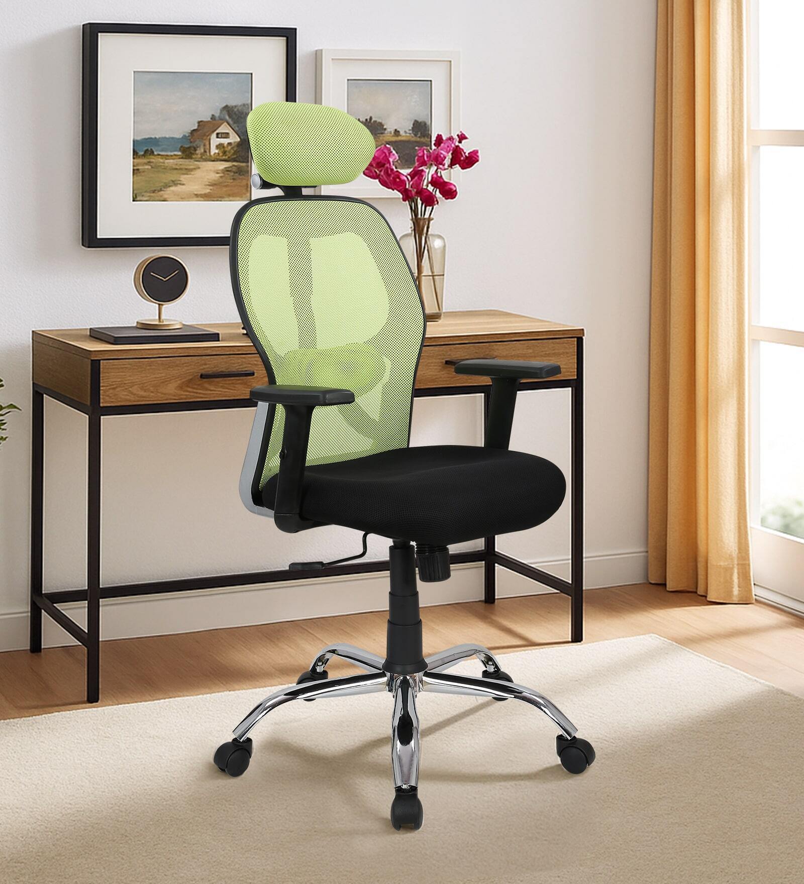 Akira High Back Breathable Mesh Ergonomic Chair with Adjustable Lumbar Support in Green Color