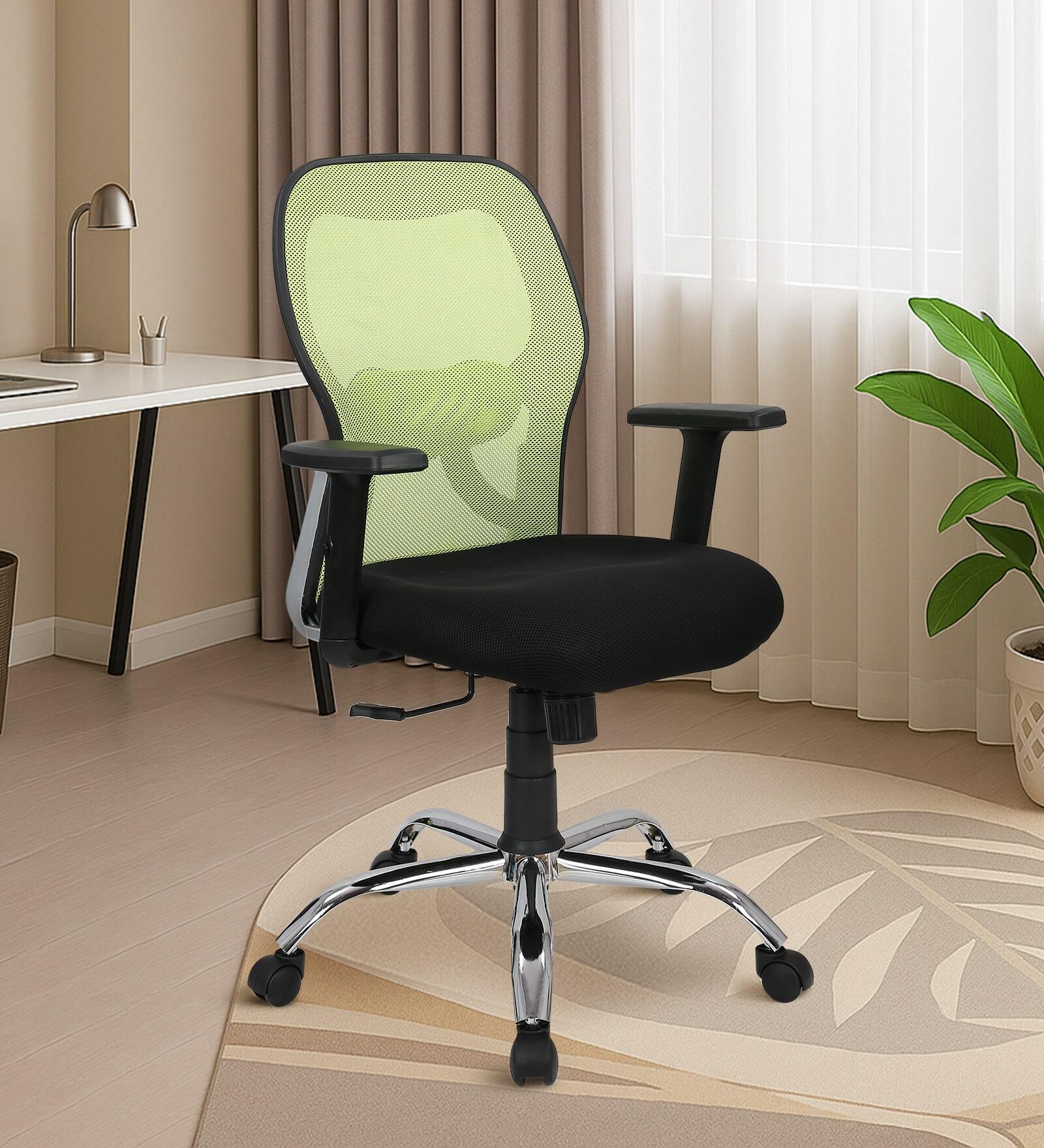 Akira Mid  Back Breathable Mesh Ergonomic Chair with Adjustable Lumbar Support in Green Color
