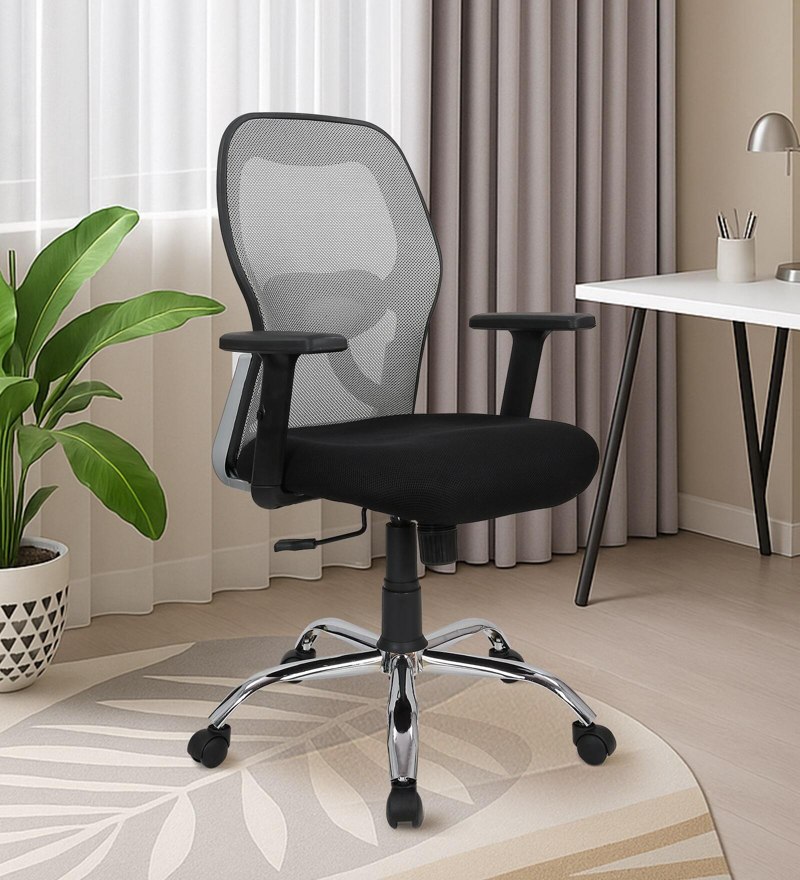 Akira Mid  Back Breathable Mesh Ergonomic Chair with Adjustable Lumbar Support in Grey Color