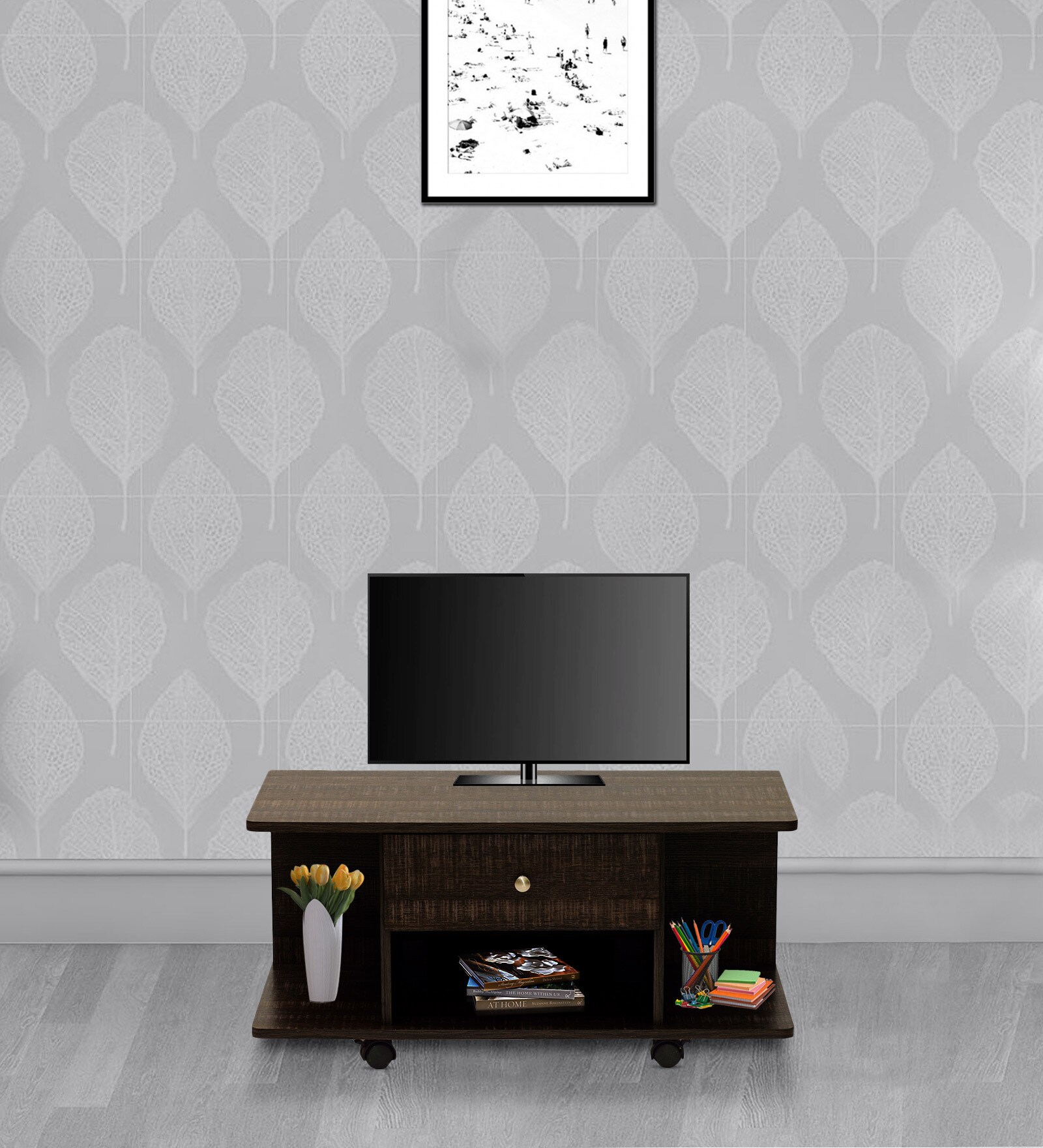Buy Akira TV Unit with One Drawer in Wenge Finish Mintwud By