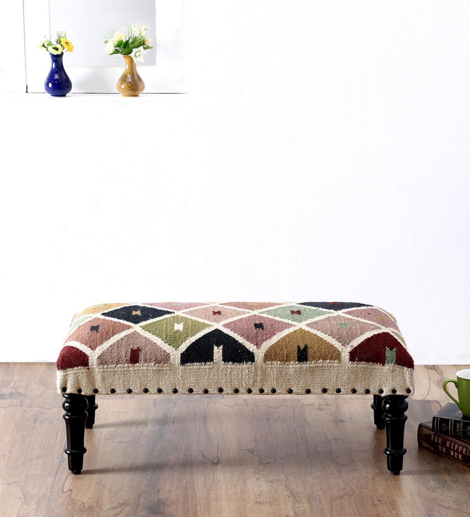 Buy Akshat Kilim Bench on Rent Online Benches Furniture On Rent In