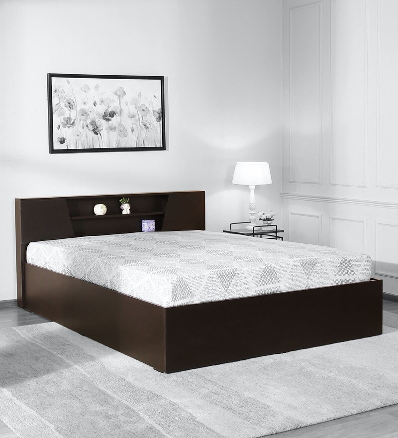 Buy Akron Queen Size Bed With Box Storage In Wenge Finish By Mintwud