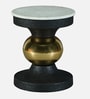 Akenside End Table In Black & Golden Finish with Marble Top