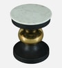 Akenside End Table In Black & Golden Finish with Marble Top