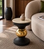 Akenside End Table In Black & Golden Finish with Marble Top