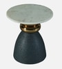 Akenside End Table In Grey & Golden Finish with Marble Top