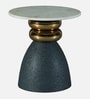 Akenside End Table In Grey & Golden Finish with Marble Top