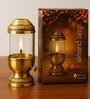 Akhand Diya with Bati Adjuster & Glass Cover Brass/Glass Oil Lamp (Golden/Clear)