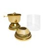 Akhand Diya with Bati Adjuster & Glass Cover Brass/Glass Oil Lamp (Golden/Clear)
