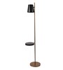 Aki Matte Black Metal Shade Floor Lamp with Metallic Gold Base