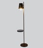 Aki Matte Black Metal Shade Floor Lamp with Metallic Gold Base