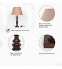 Akira Hand Crafted Solid Wood Walnut Finish Table Lamp With Beige Cotton Shade