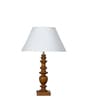 Akira Hand Crafted Solid Wood Walnut Finish Table Lamp With White Cotton Shade