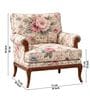 Akira Pink Floral Teak Wood Arm Chair With Suede Fabric