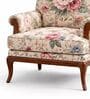 Akira Pink Floral Teak Wood Arm Chair With Suede Fabric