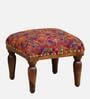Akshara Fabric Foot Stool in Provincial Teak Finish