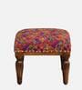 Akshara Fabric Foot Stool in Provincial Teak Finish