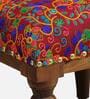 Akshara Fabric Foot Stool in Provincial Teak Finish