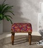 Akshara Fabric Foot Stool in Provincial Teak Finish