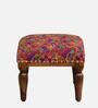 Akshara Fabric Foot Stool in Provincial Teak Finish