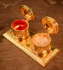 Akshat Metal Haldi Kumkum Box (Gold)