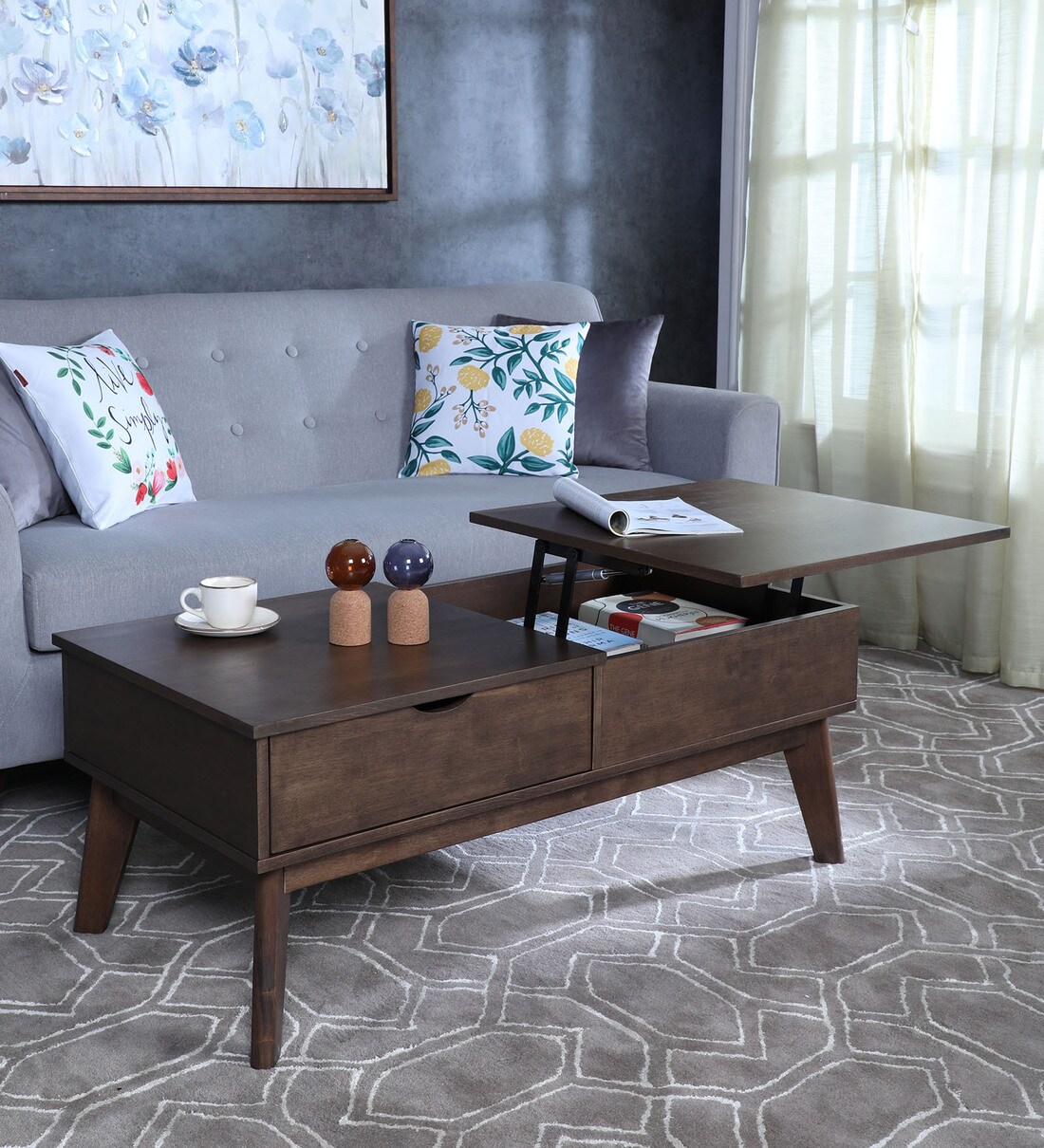 Buy Alanzo Coffee Table in Walnut Finish CasaCraft By Pepperfry