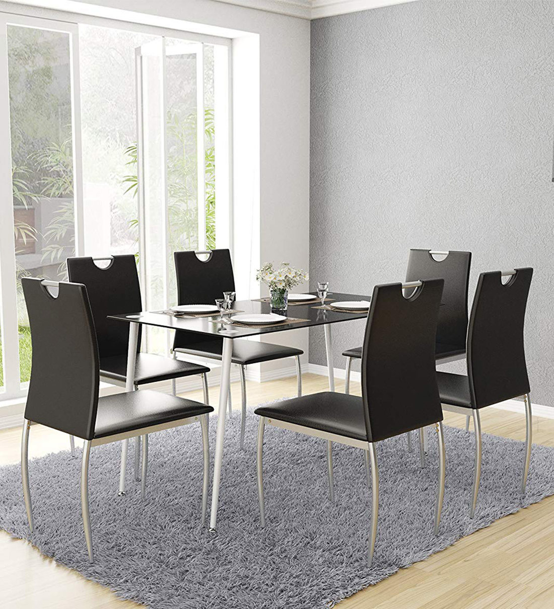 metal 6 seater dining set