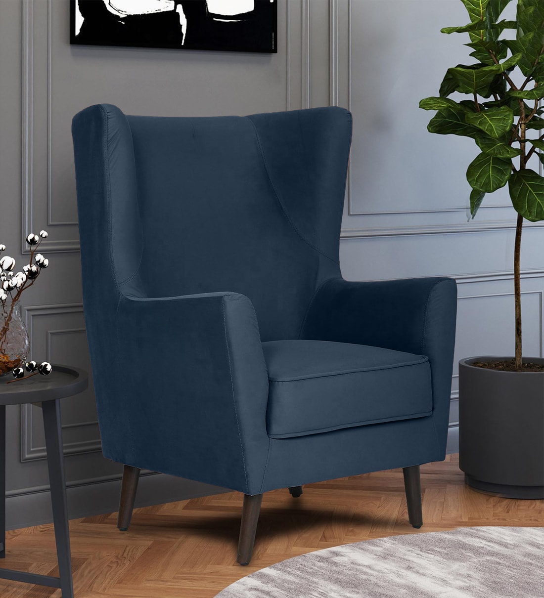 Navy best sale wing chair