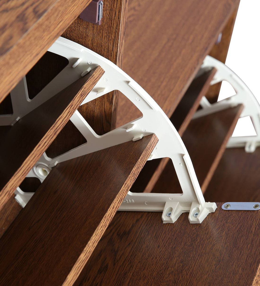 Buy Alder 3 Tier Tilt Out Shoe Rack in Walnut Finish Online Tilt Out Shoe Racks Shoe Racks