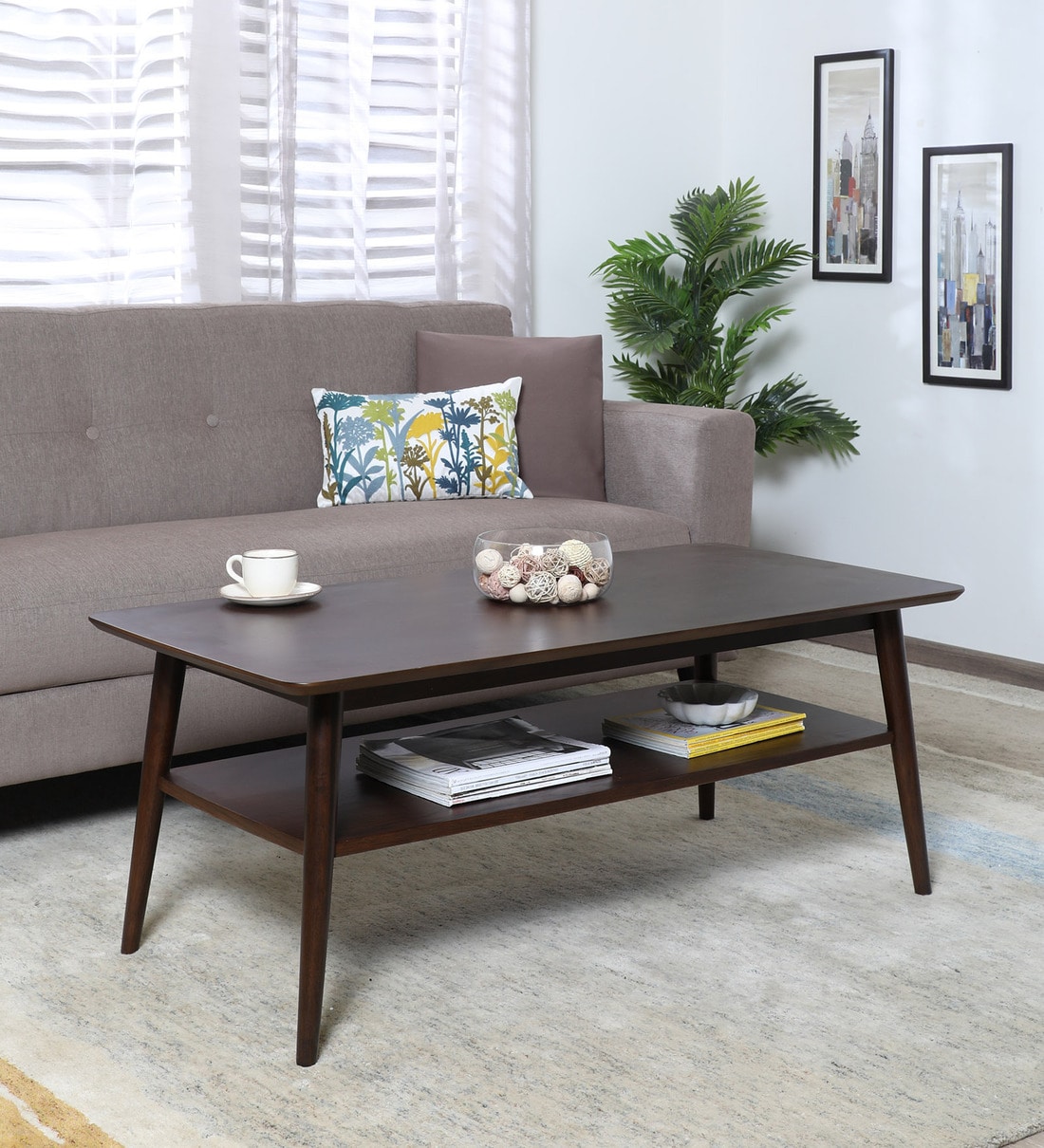 Buy Alejandra Coffee Table in Dark Walnut Finish CasaCraft By