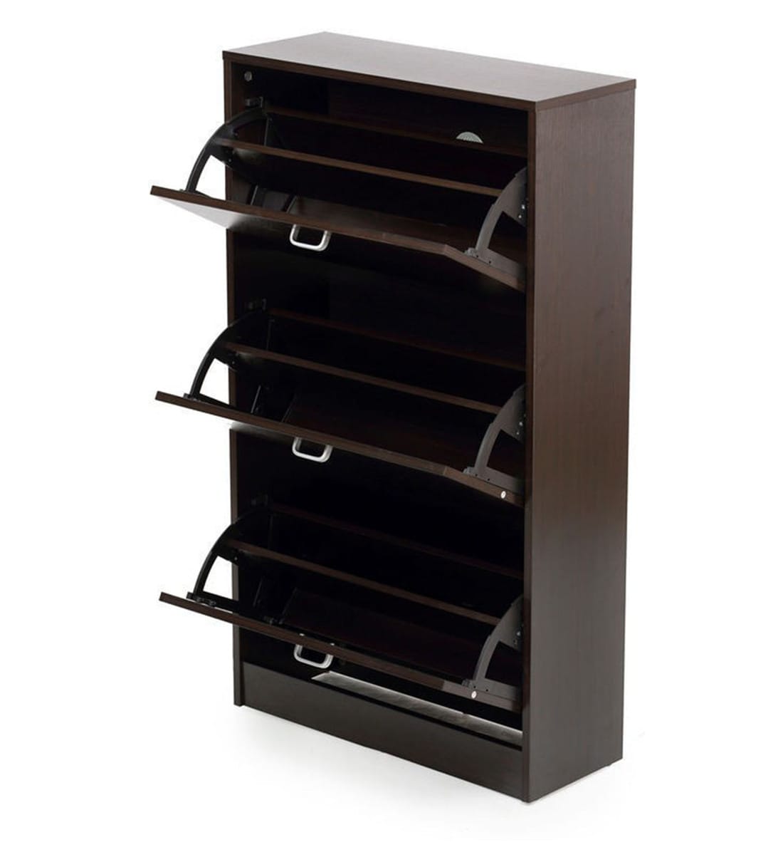 Buy Alester Tilt Out Shoe Rack in Black & Walnut Finish By Nilkamal Online Tilt Out Shoe Racks