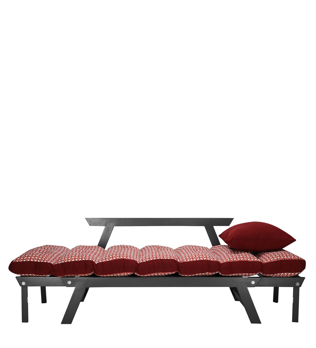 Buy Alexa Double Futon Sofa Cum Bed in Red Four Leaf Colour by ARRA